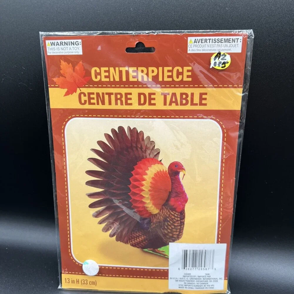 Vintage Honeycomb Turkey Centerpiece Thanksgiving Decor Festive Holiday Display